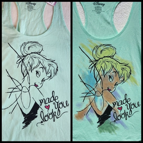 Disney Tops - DISNEY x DEL SOL Tinkerbell Tank Top Women 2XL Blue Color Changing Racerback NEW